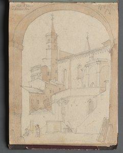 Álbum con vistas de Roma y alrededores, estudios de paisajes, página 18a: San Juan de Letrán, Roma de Franz Johann Heinrich Nadorp