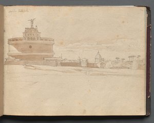 Album with Views of Rome and Surroundings, Landscape Studies, page 23a: Castle Saint Angelo, Rome de Franz Johann Heinrich Nadorp