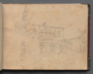 Album with Views of Rome and Surroundings, Landscape Studies, page 26a: Roman Architectural View de Franz Johann Heinrich Nadorp