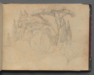 Álbum con vistas de Roma y alrededores, estudios de paisajes, página 29a: Estudio de paisaje de Franz Johann Heinrich Nadorp