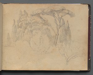 Album with Views of Rome and Surroundings, Landscape Studies, page 29a: Landscape Study de Franz Johann Heinrich Nadorp