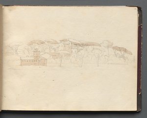 Album with Views of Rome and Surroundings, Landscape Studies, page 30a: Roman Panoramic View de Franz Johann Heinrich Nadorp