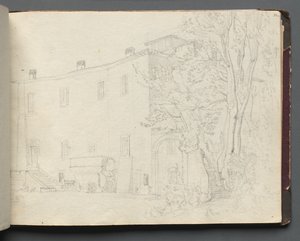 Álbum con vistas de Roma y alrededores, estudios de paisajes, página 31a: Estudio arquitectónico romano de Franz Johann Heinrich Nadorp