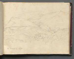 Álbum con vistas de Roma y alrededores, estudios de paisajes, página 34a: San Francesco de Franz Johann Heinrich Nadorp