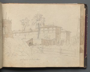 Álbum con vistas de Roma y alrededores, estudios de paisajes, página 38a: San Giovanni e Paolo de Franz Johann Heinrich Nadorp