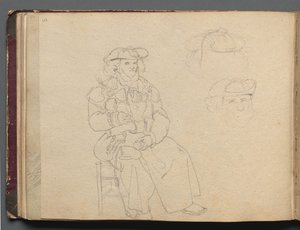 Album with Views of Rome and Surroundings, Landscape Studies, page 38b: Figure Study de Franz Johann Heinrich Nadorp