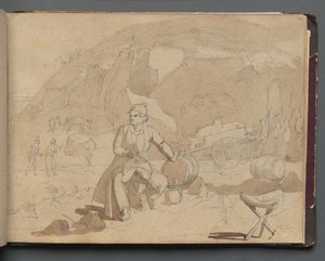 Album with Views of Rome and Surroundings, Landscape Studies, page 39a: Figure in a Landscape de Franz Johann Heinrich Nadorp