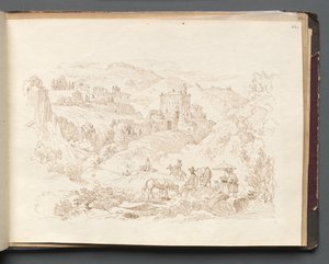 Álbum con vistas de Roma y alrededores, estudios de paisajes, página 43a: Paisaje romano de Franz Johann Heinrich Nadorp