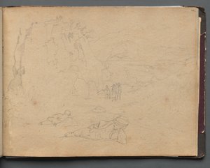 Álbum con Vistas de Roma y Alrededores, Estudios de Paisaje, página 44a: Figuras en un Paisaje de Franz Johann Heinrich Nadorp
