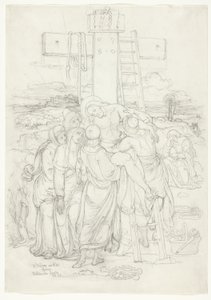 Descendimiento de la Cruz con una Silueta de Jerusalén en el Fondo