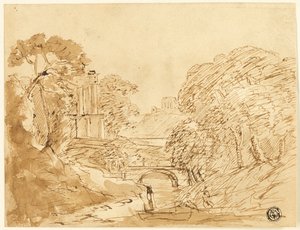 Paisaje con puente y ruinas de Franz Kobell