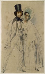 El matrimonio Paul y Amalie Taglioni (Estudio para la pintura «Desfile del primer regimiento de guardia de a pie», 1839) de Franz Krüger