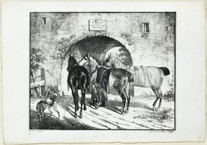 Tres caballos en el camino de acceso de Franz Krüger