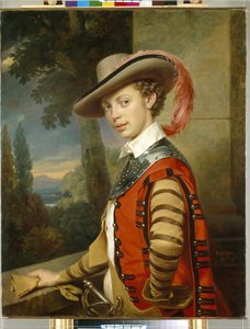 Retrato del príncipe Nicolás Saltykov disfrazado. (Retrato del Príncipe Nikolai Saltykov en Fancy Dress). Pintura de Franz Kruger (1797-1857), óleo sobre lienzo