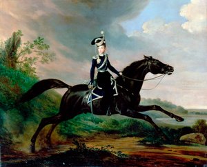 Retrato ecuestre del Gran Príncipe Alexander Nikolayevich, 1818-1881, 1832 de Franz Kruguer