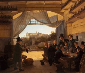 Alemán: Kronprinz Ludwig in der Spanischen Weinschänke zu Rom Príncipe heredero Luis en la taberna del vino español en Roma de Franz Ludwig Catel