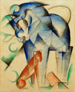 Animales fabulosos (Caballo azul y perro rojo) de Franz Marc