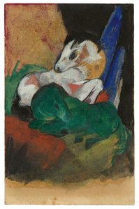 Caballo verde y blanco. Postal a Elisabeth Macke, 1913 de Franz Marc