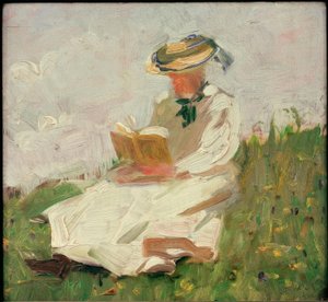 Mujer leyendo en el verde de Franz Marc