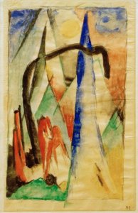 Caballo en Paisaje con Formas Afiladas de Franz Marc