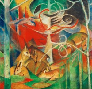 Ciervos en el bosque I de Franz Marc