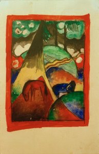 Caballo rojo y azul en el paisaje de Franz Marc