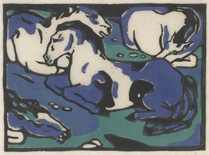 Caballos descansando, 1911-1912, impreso en 1916 de Franz Marc