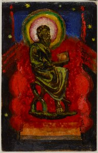 Sitzender Heiliger (Byzantinischer Heiliger), Postkarte aus Sindelsdorf an Wassily Kandinsky in München de Franz Marc