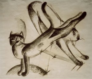 Gatos jugando de Franz Marc