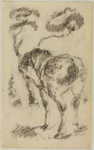 Caballo de pie con árboles de Franz Marc