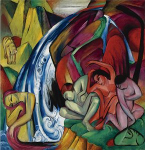 La cascada Mujeres bajo una cascada, 1912 de Franz Marc
