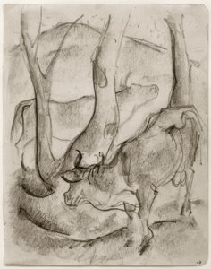 Dos vacas bajo los árboles de Franz Marc