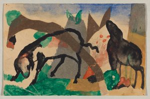 Dos ovejas, postal de Sindelsdorf a Wassily Kandinsky en Murnau de Franz Marc