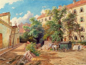 El patio de la prisión policial en Theobaldgasse en Viena de Franz Reinhold