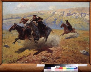 Duelo (Duel). Pintura de Franz Roubaud (1856-1928), óleo sobre lienzo de Franz Roubaud