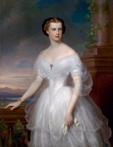 """"Retrato de Isabel de Wittelsbach (1837-1898) (sissi o sisi), Emperatriz de Austria (1854-1898) y Reina de Hungría (1867-1898)"" Pintura de Franz Schrotzberg (1811-1889) hacia 1853 Colección privada de Franz Schrotzberg