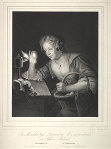 Niña revisando huevos a contraluz, 1840 de Franz Seraph Hanfstaengl
