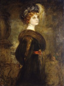 Retrato de una dama, de pie tres cuartos de longitud