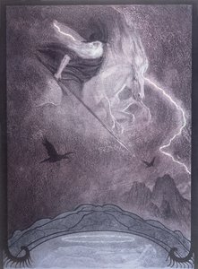 Odín, ilustración de "El anillo de los niebelungos" de Richard Wagner (1813-83), c.1914 (litografía en color)