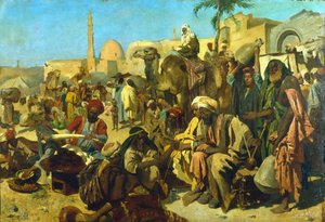 Un mercado en El Cairo de Franz Theodor Wurbel
