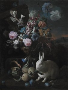 Composición floral con conejo de Franz Werner Tamm