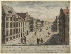 Vista de la Rue du Roi--Boston (1776) de Franz Xaver Habermann