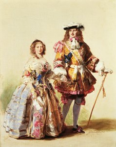 Reina Victoria y el Príncipe Alberto vistiendo ropa de la Restauración para su baile en 1851 de Franz Xaver Winterhalter