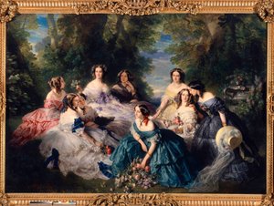 La emperatriz Eugenia (1826-1920) en 1855 rodeada de las damas de honor del palacio