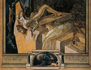Austria, Viena, Ilustración de la Divina Comedia de Dante Alighieri (Infierno, Canto XXII) por Franz von Bayros, detalle de Franz von Bayros (1866 1924)