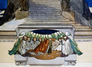Y nueva progenie desciende del cielo, Purgatorio, canto XXII, Divina Comedia de Dante Alighieri, ilustración de Franz von Bayros (1866-1924), Viena de Franz von  Bayros