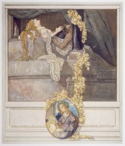 Ilustración de la "Divina Comedia" de Dante, Inferno, Canto V de Franz von Bayros (1866 1924)