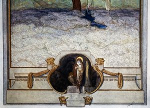 Cuando estaba cerca de la orilla bendita, "Asperges me," escuché tan dulcemente cantado, No puedo recordarlo, mucho menos escribirlo, Purgatorio, canto XXXI, Divina Comedia de Dante Alighieri, ilustración de Franz von Bayros, Viena