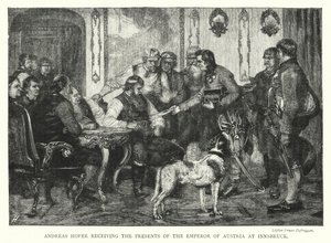Andreas Hofer recibiendo los regalos del Emperador de Austria en Innsbruck de Franz von (after) Defregger