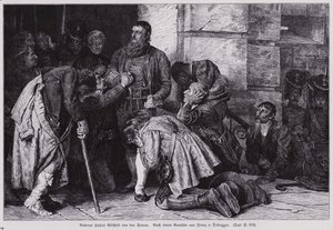 Andreas Hofer, líder de la rebelión tirolesa contra la ocupación francesa y bávara, se despide de sus seguidores antes de ser llevado a Mantua para su ejecución. de Franz von (after) Defregger